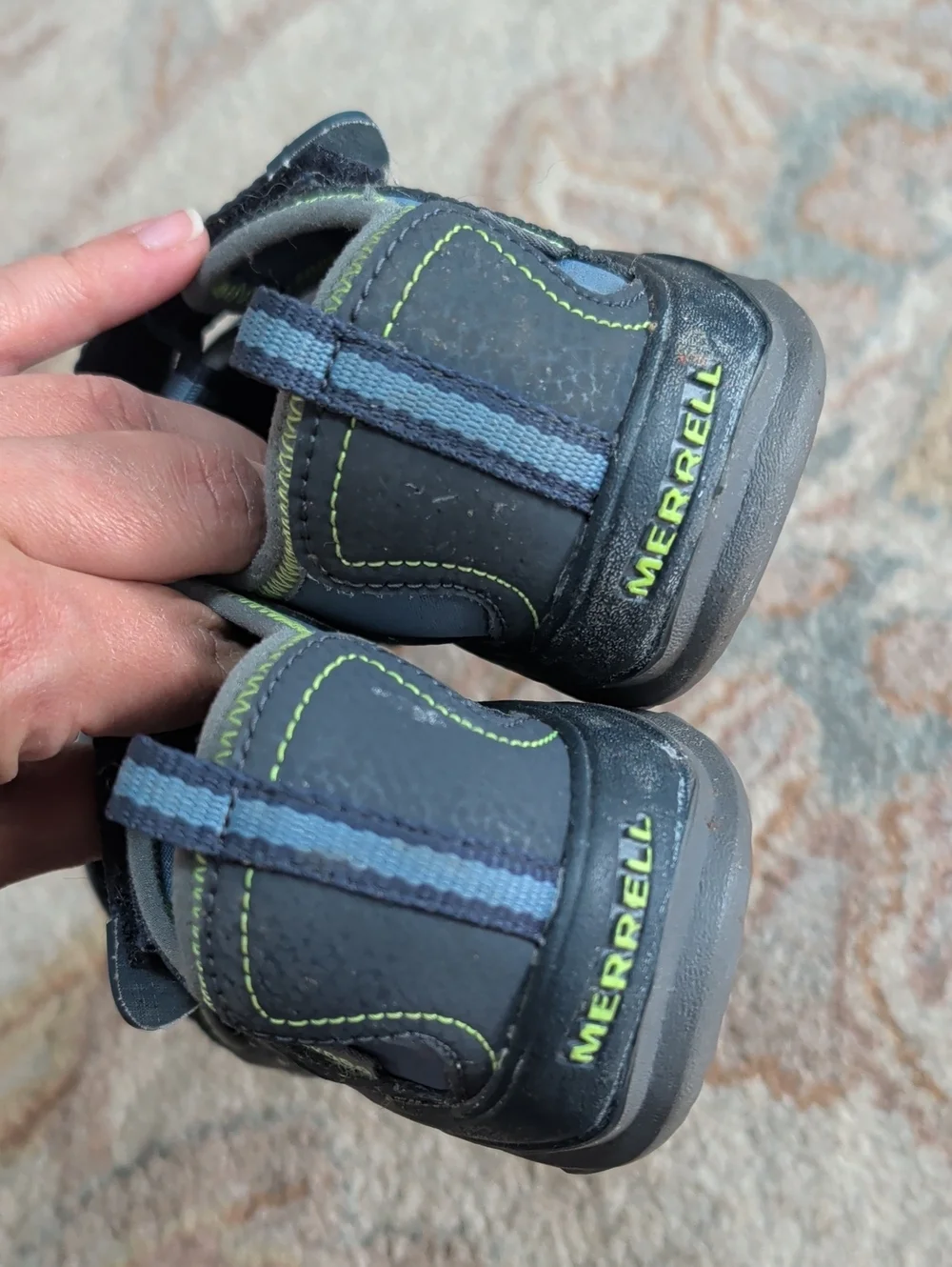 Merrell Kids Navy and Lime Hydro Closed-Toe Water Sandals